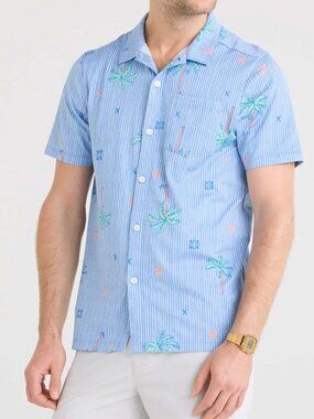 SAXX Performance Resort Shirt DropTemp Dry Mens Medium M Bel Air Blue NWT